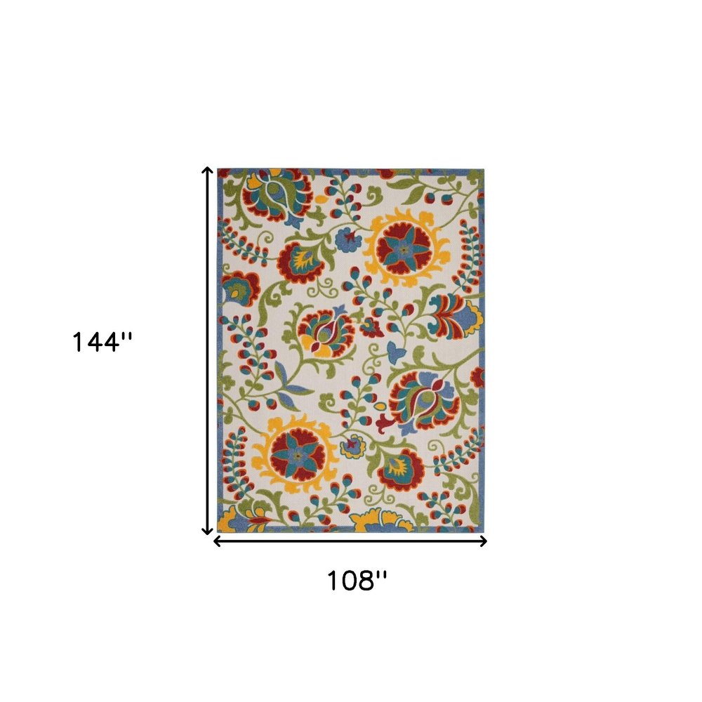 9' X 12' Green And Ivory Indoor Outdoor Area Rug HomeRoots