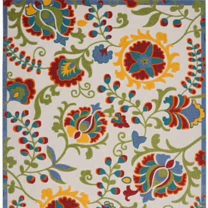 9' X 12' Green And Ivory Indoor Outdoor Area Rug HomeRoots