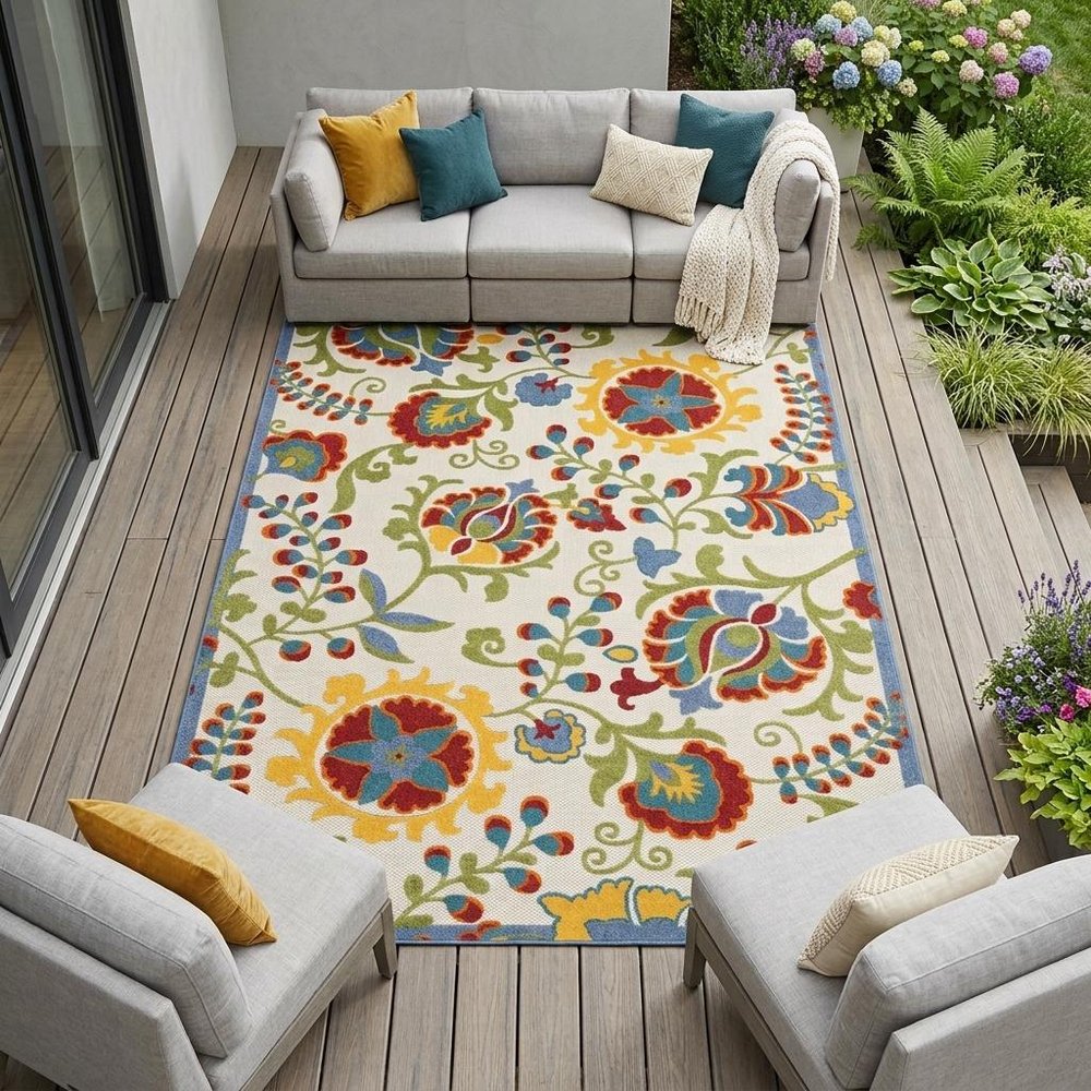 9' X 12' Green And Ivory Indoor Outdoor Area Rug HomeRoots