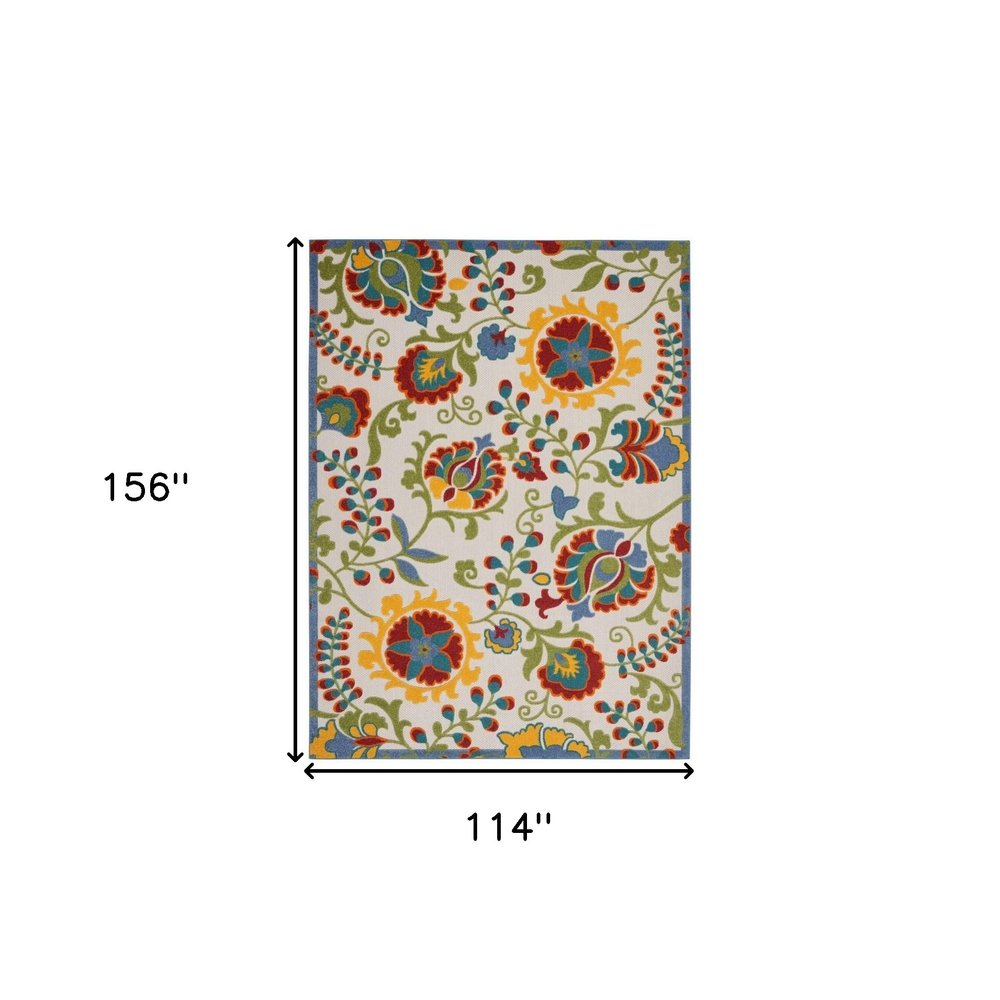 10' X 13' Green And Ivory Indoor Outdoor Area Rug HomeRoots