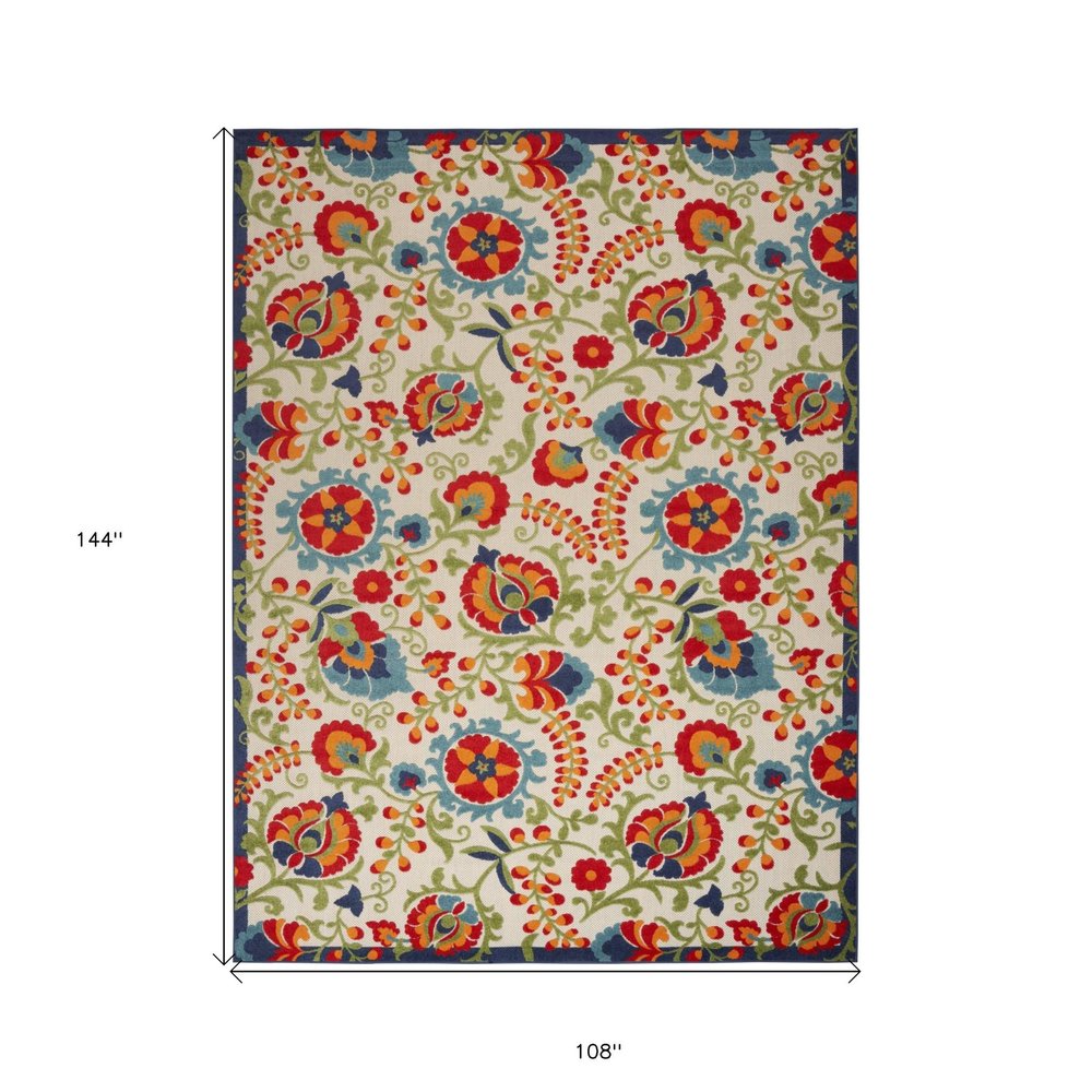 9' X 12' Blue And Beige Indoor Outdoor Area Rug — view 4