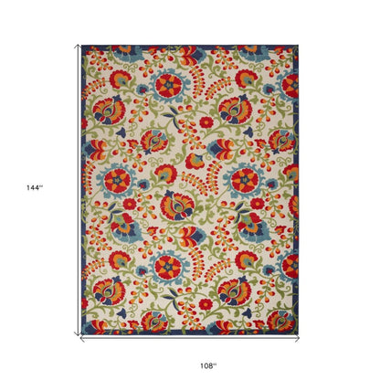 9' X 12' Blue And Beige Indoor Outdoor Area Rug HomeRoots