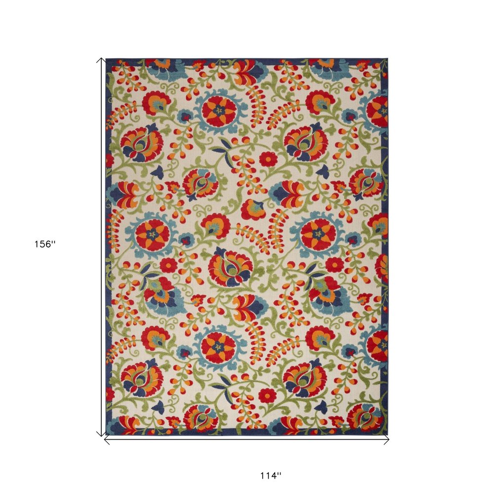 10' X 13' Blue And Beige Indoor Outdoor Area Rug HomeRoots