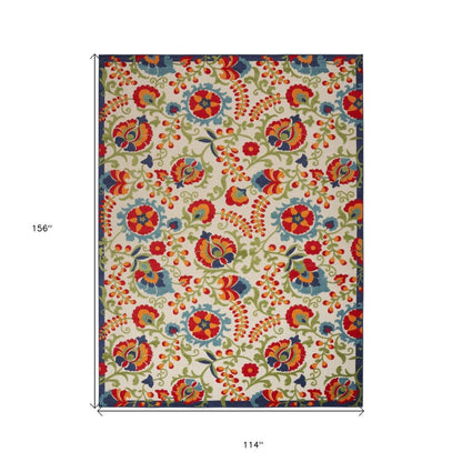 10' X 13' Blue And Beige Indoor Outdoor Area Rug HomeRoots