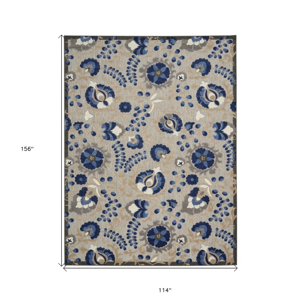 10' X 13' Blue And Gray Indoor Outdoor Area Rug — view 1