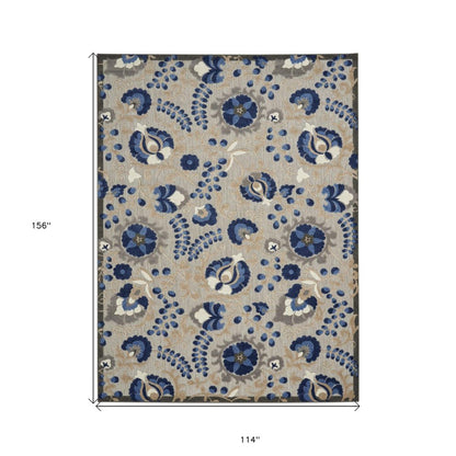 10' X 13' Blue And Gray Indoor Outdoor Area Rug HomeRoots