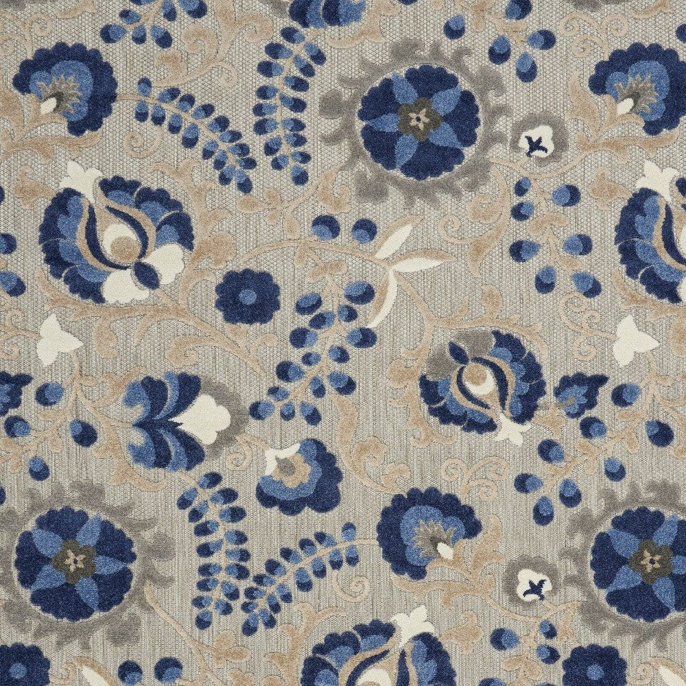 10' X 13' Blue And Gray Indoor Outdoor Area Rug HomeRoots