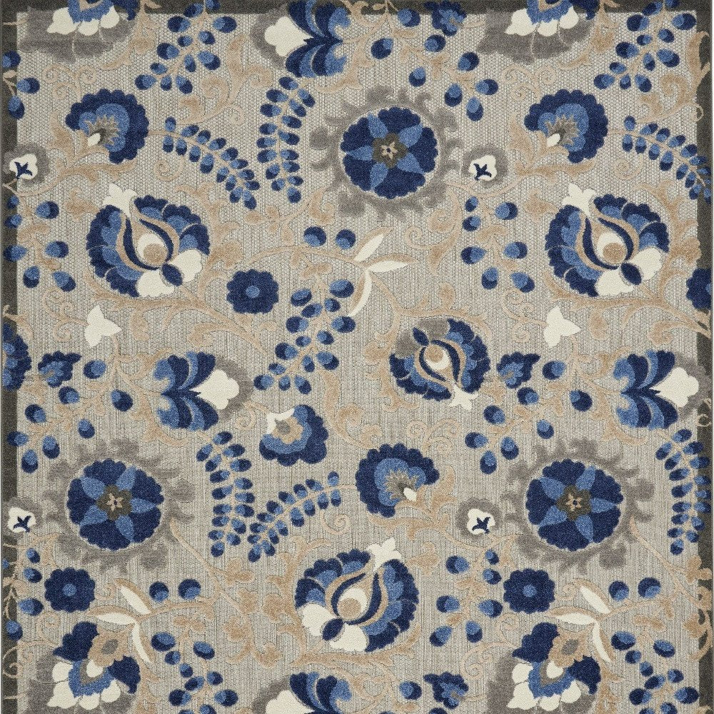 10' X 13' Blue And Gray Indoor Outdoor Area Rug — view 3