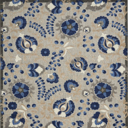 10' X 13' Blue And Gray Indoor Outdoor Area Rug HomeRoots