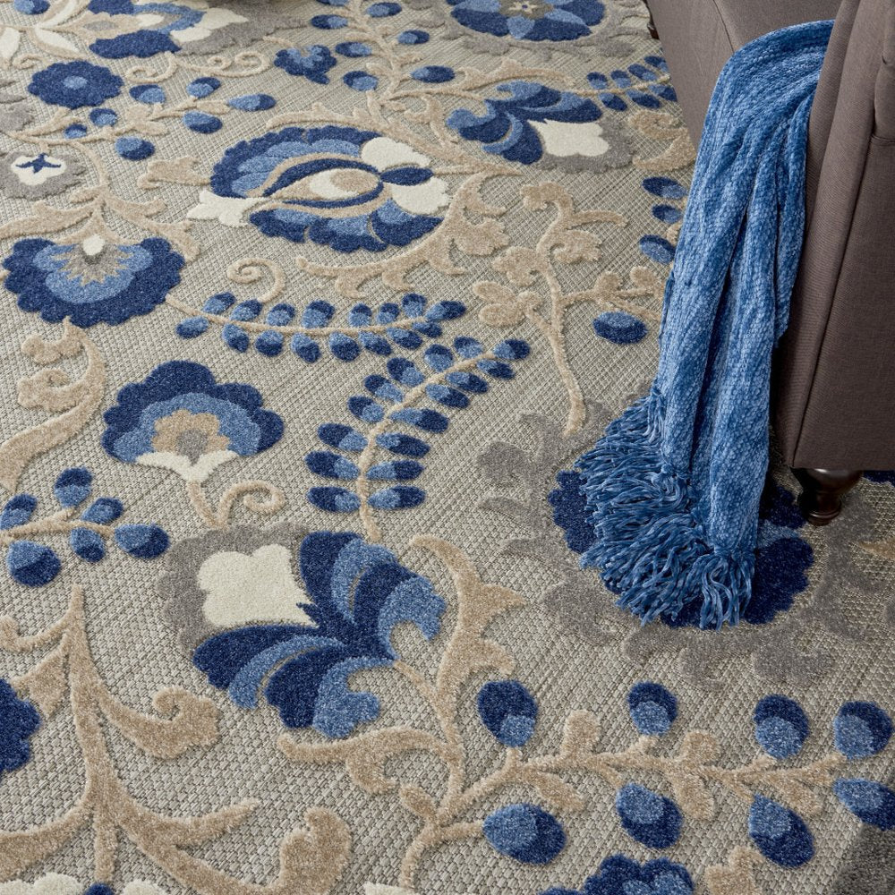 10' X 13' Blue And Gray Indoor Outdoor Area Rug — view 7