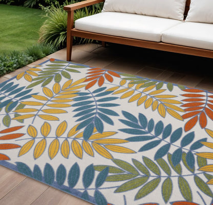 12' X 15' Ivory And Blue Indoor Outdoor Area Rug HomeRoots