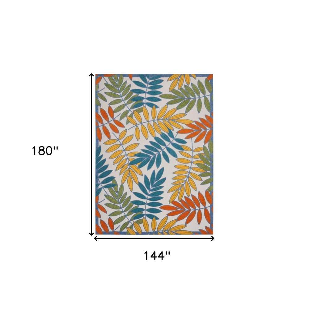 12' X 15' Ivory And Blue Indoor Outdoor Area Rug HomeRoots