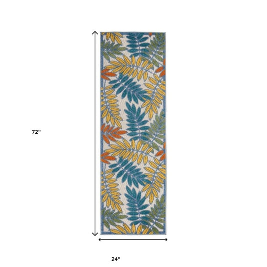 6' Ivory Indoor Outdoor Runner Rug