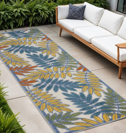 12' Teal Blue Indoor Outdoor Runner Rug HomeRoots