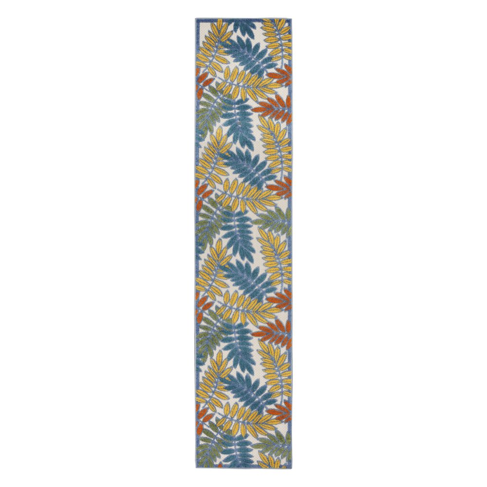 12' Teal Blue Indoor Outdoor Runner Rug — view 11