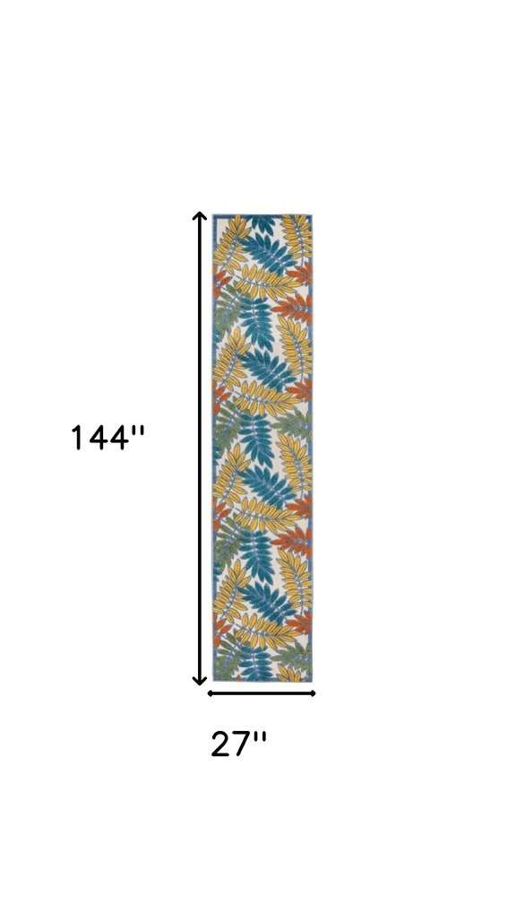 12' Teal Blue Indoor Outdoor Runner Rug HomeRoots