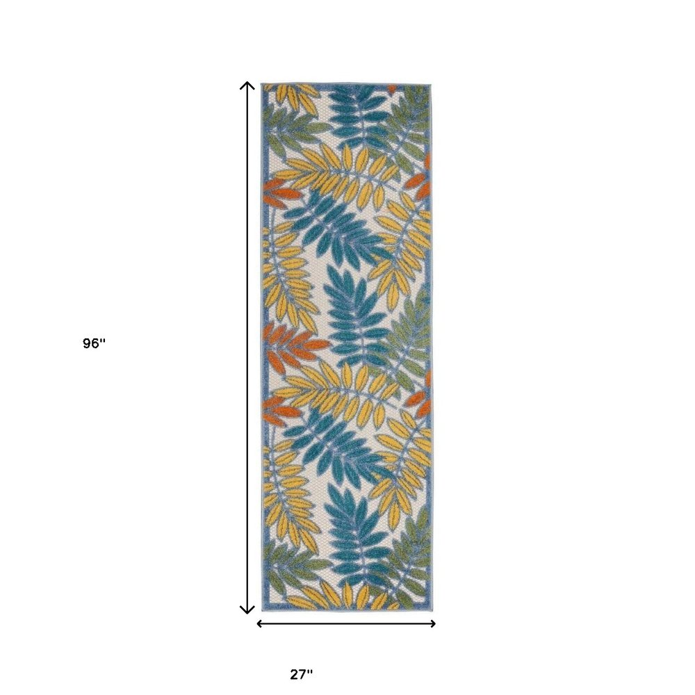 8' Ivory Indoor Outdoor Runner Rug HomeRoots