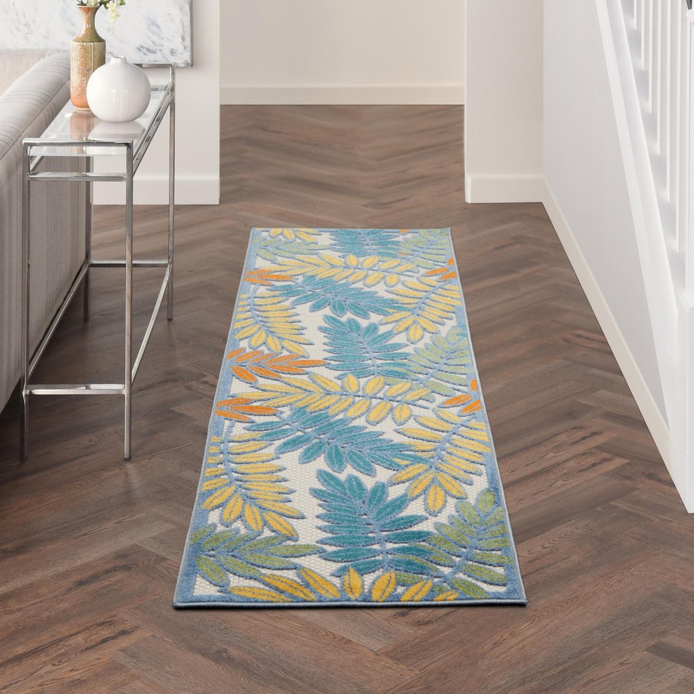 8' Ivory Indoor Outdoor Runner Rug — view 7