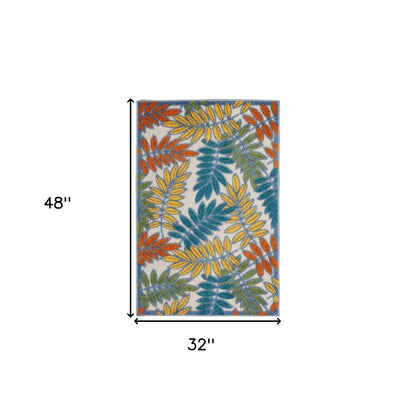 3' X 4' Ivory And Blue Indoor Outdoor Area Rug HomeRoots