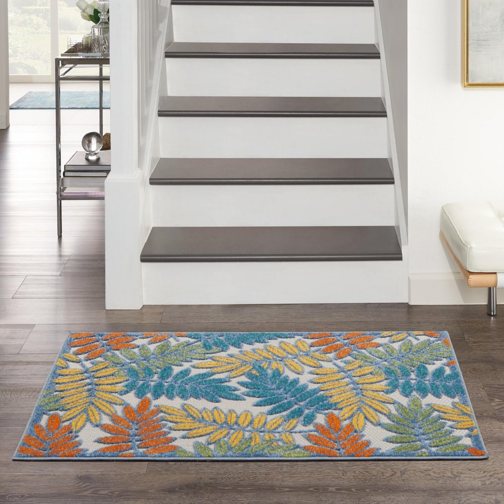 3' X 4' Ivory And Blue Indoor Outdoor Area Rug HomeRoots