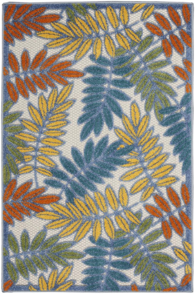 3' X 4' Ivory And Blue Indoor Outdoor Area Rug — view 8