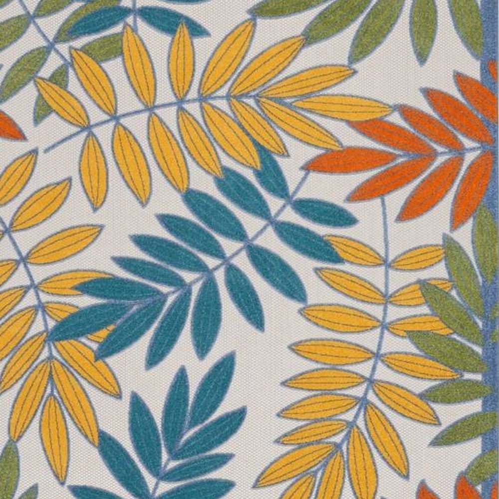 7' X 10' Ivory And Blue Indoor Outdoor Area Rug — view 2