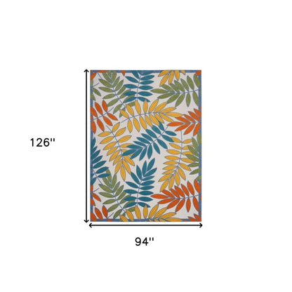 8' X 11' Ivory And Blue Indoor Outdoor Area Rug HomeRoots