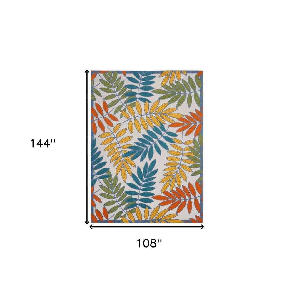 9' X 12' Ivory And Blue Indoor Outdoor Area Rug — view 1