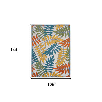 9' X 12' Ivory And Blue Indoor Outdoor Area Rug HomeRoots