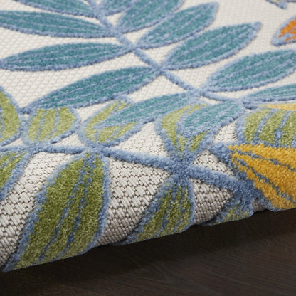 10' X 13' Ivory And Blue Indoor Outdoor Area Rug HomeRoots