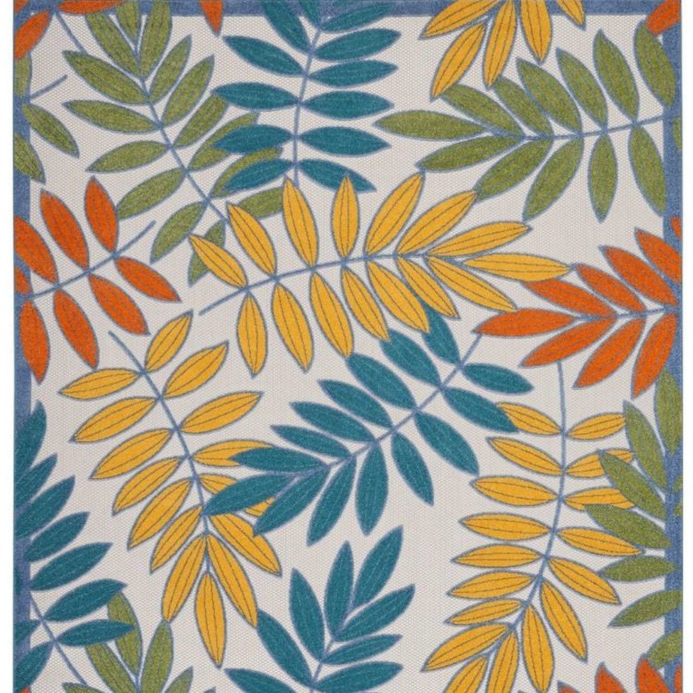 10' X 13' Ivory And Blue Indoor Outdoor Area Rug HomeRoots