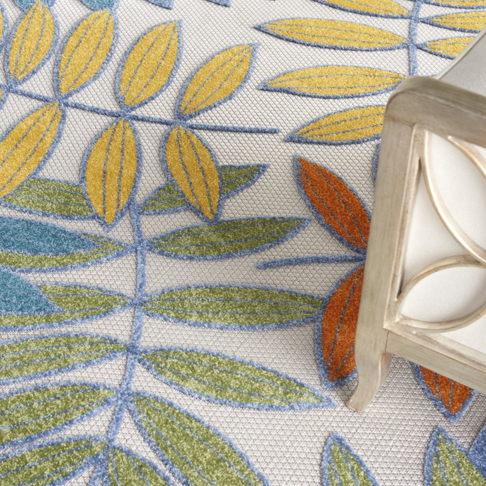10' X 13' Ivory And Blue Indoor Outdoor Area Rug HomeRoots