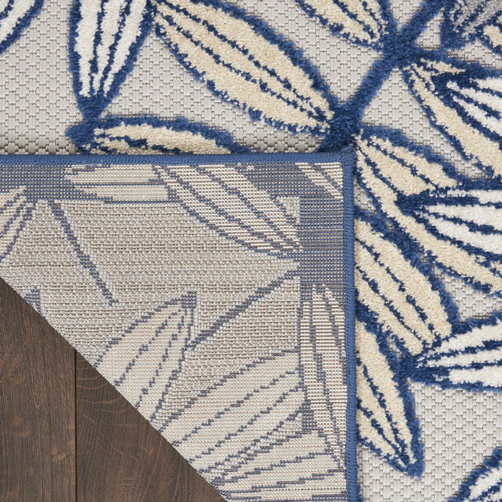 6' Ivory And Blue Indoor Outdoor Runner Rug HomeRoots