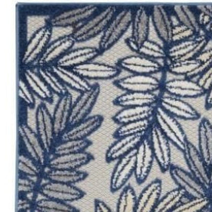 6' Ivory And Blue Indoor Outdoor Runner Rug HomeRoots