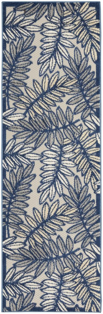 6' Ivory And Blue Indoor Outdoor Runner Rug HomeRoots