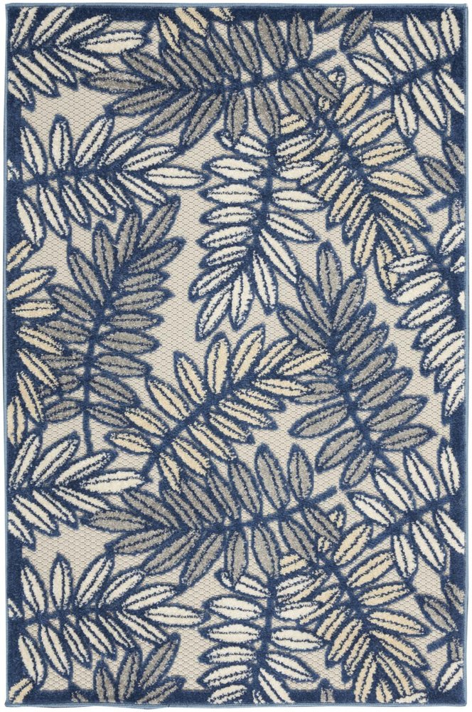 3' X 4' Ivory And Blue Indoor Outdoor Area Rug HomeRoots