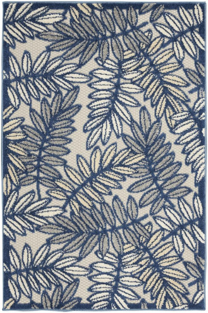 3' X 4' Ivory And Blue Indoor Outdoor Area Rug HomeRoots