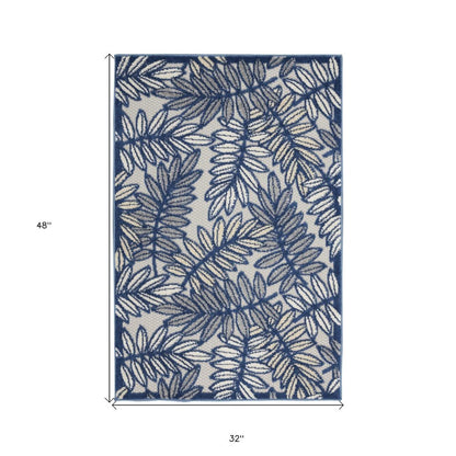 3' X 4' Ivory And Blue Indoor Outdoor Area Rug HomeRoots