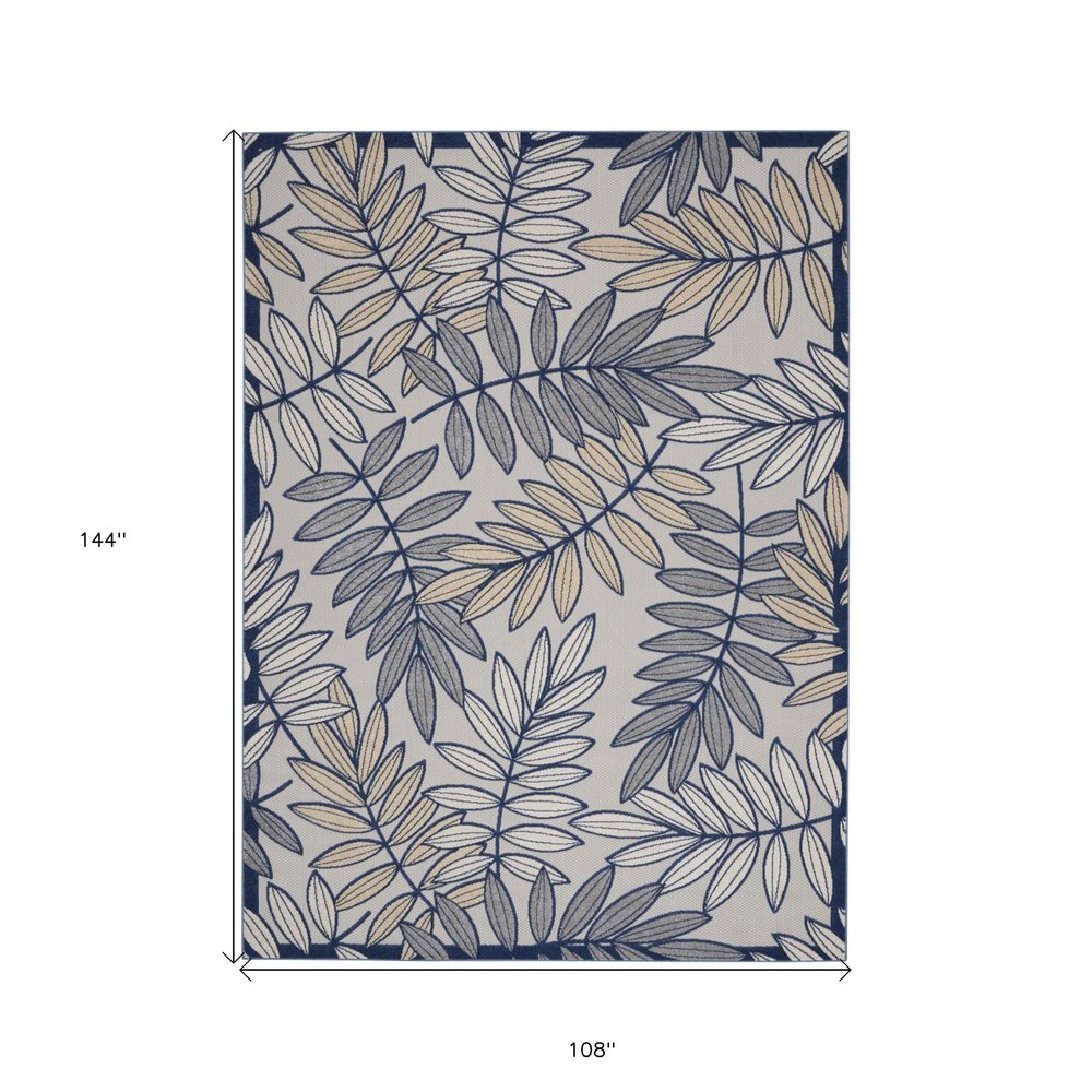 9' X 12' Ivory And Blue Indoor Outdoor Area Rug — view 1