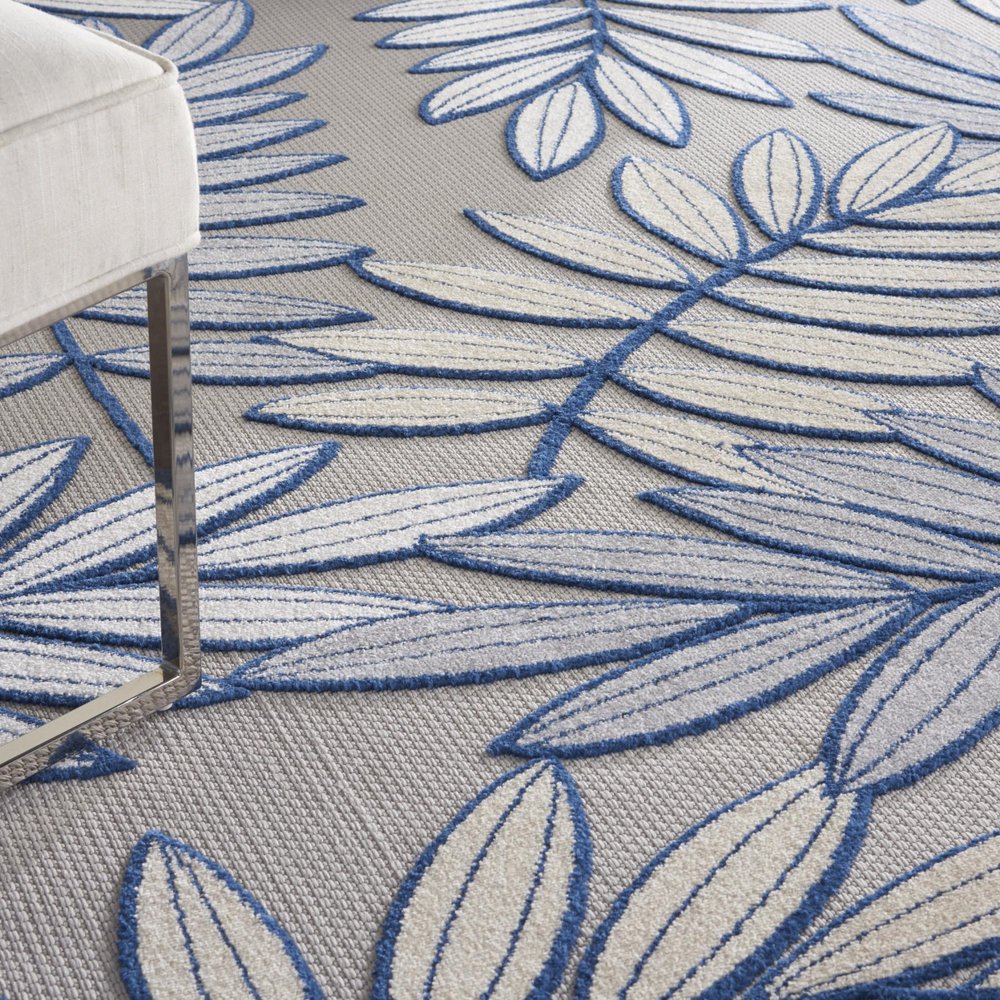 9' X 12' Ivory And Blue Indoor Outdoor Area Rug — view 6