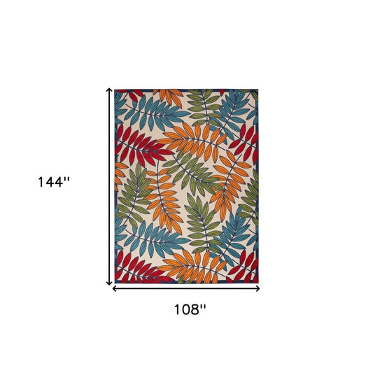 9' X 12' Blue And Beige Indoor Outdoor Area Rug