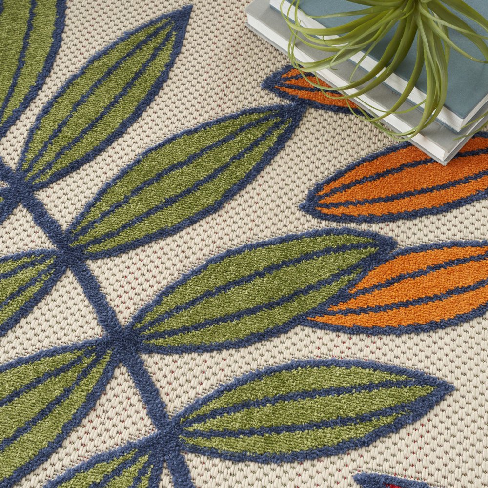 9' X 12' Blue And Beige Indoor Outdoor Area Rug — view 6