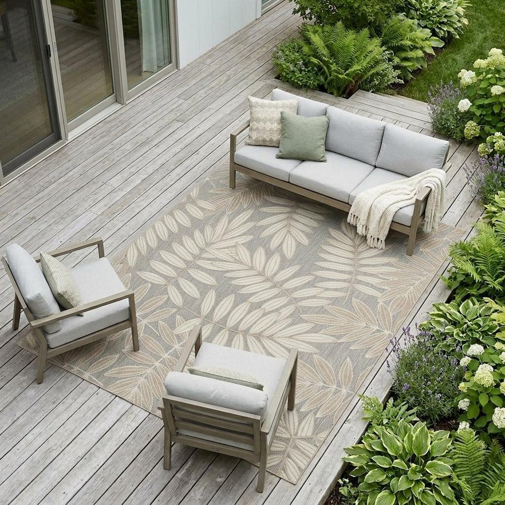 10' X 13' Gray And Ivory Indoor Outdoor Area Rug — view 11