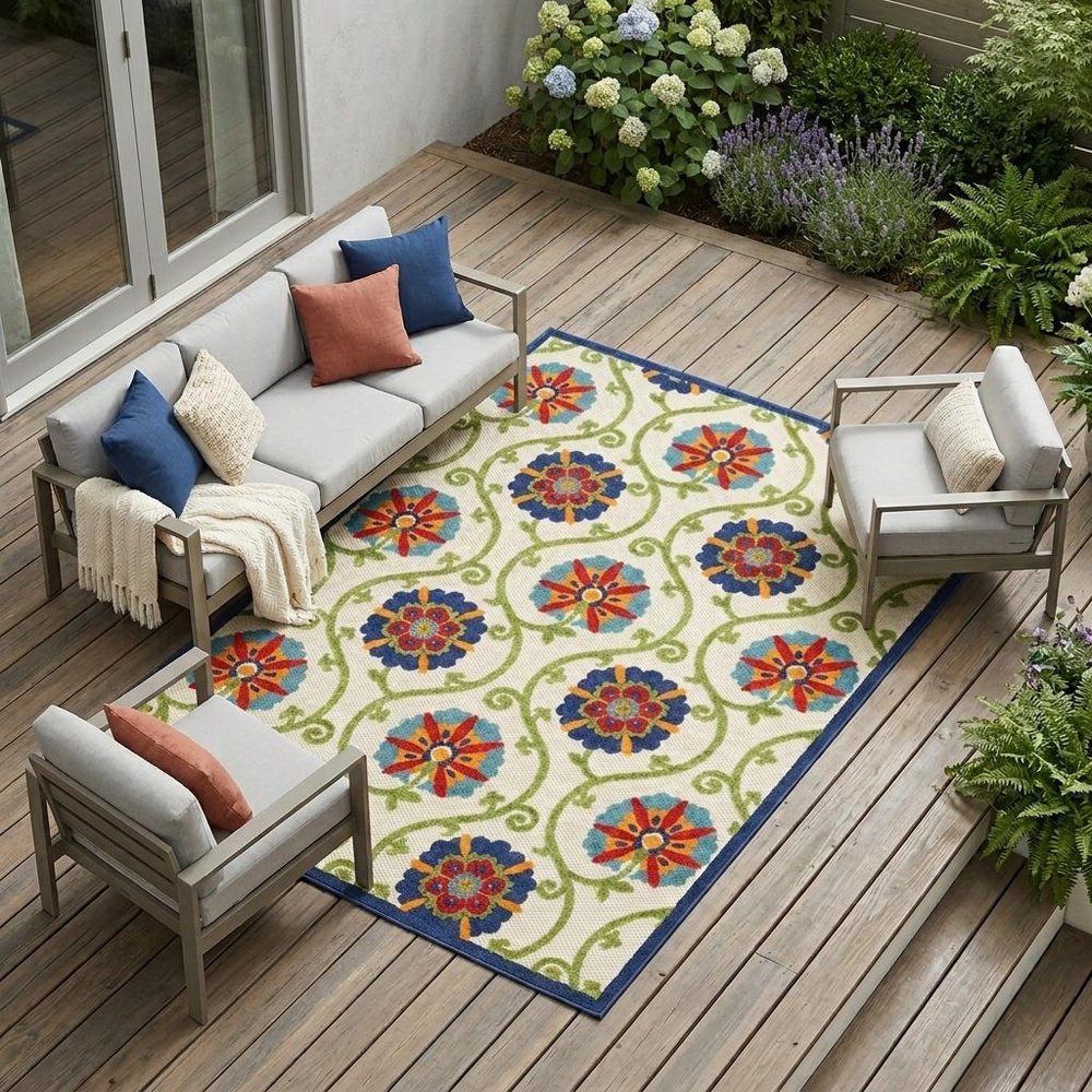 10' X 13' Blue Indoor Outdoor Area Rug HomeRoots