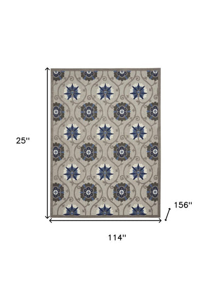 10' X 13' Blue And Gray Indoor Outdoor Area Rug HomeRoots