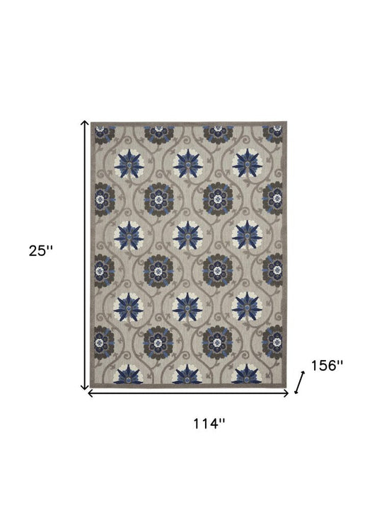 10' X 13' Blue And Gray Indoor Outdoor Area Rug