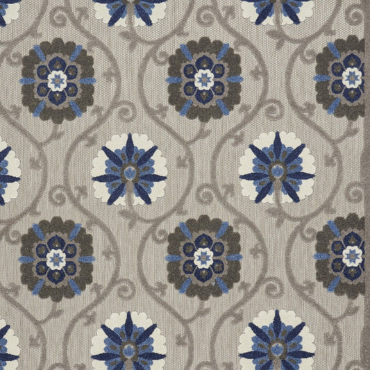 10' X 13' Blue And Gray Indoor Outdoor Area Rug