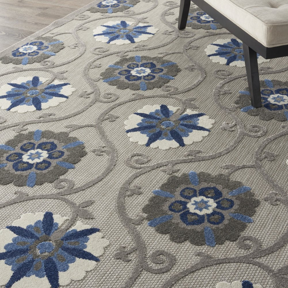 10' X 13' Blue And Gray Indoor Outdoor Area Rug — view 7