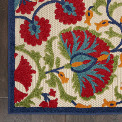 9' X 12' Red And Ivory Indoor Outdoor Area Rug