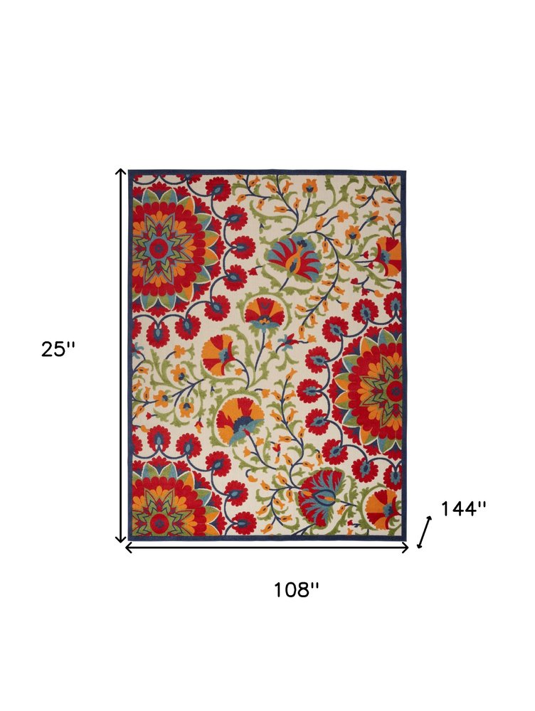 9' X 12' Red And Ivory Indoor Outdoor Area Rug — view 1